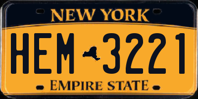 NY license plate HEM3221