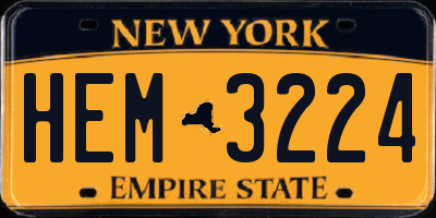NY license plate HEM3224