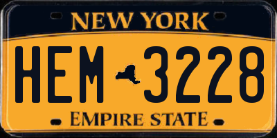 NY license plate HEM3228