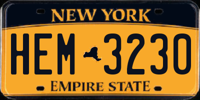 NY license plate HEM3230