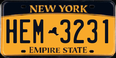 NY license plate HEM3231