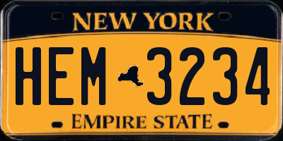 NY license plate HEM3234
