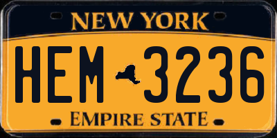 NY license plate HEM3236
