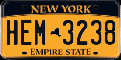NY license plate HEM3238