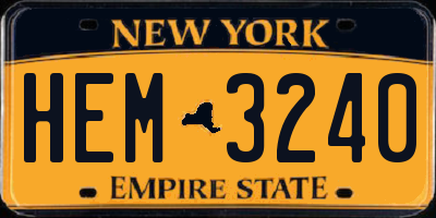 NY license plate HEM3240