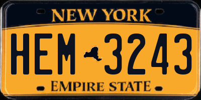 NY license plate HEM3243