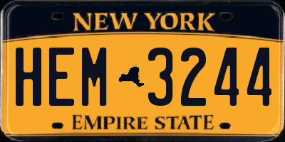 NY license plate HEM3244