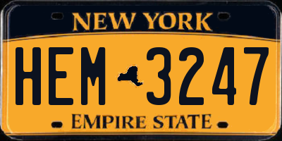 NY license plate HEM3247