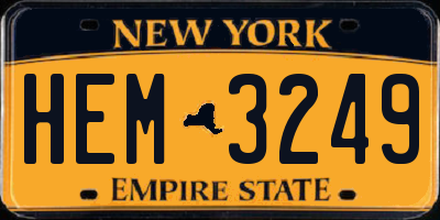 NY license plate HEM3249
