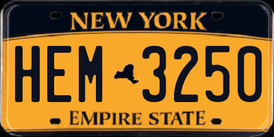 NY license plate HEM3250