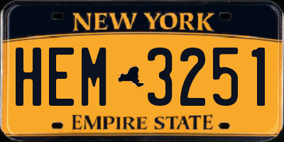 NY license plate HEM3251