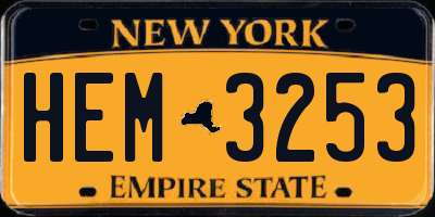 NY license plate HEM3253