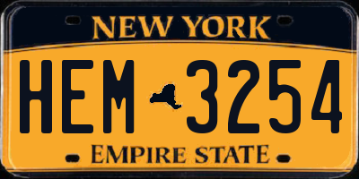 NY license plate HEM3254