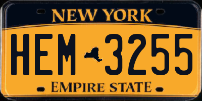NY license plate HEM3255