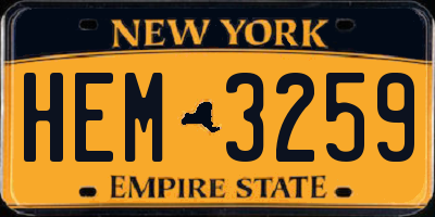 NY license plate HEM3259