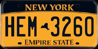 NY license plate HEM3260