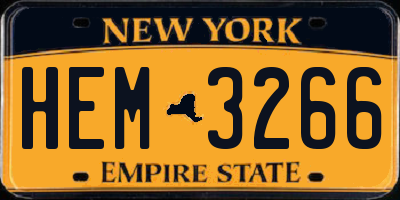 NY license plate HEM3266