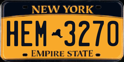 NY license plate HEM3270