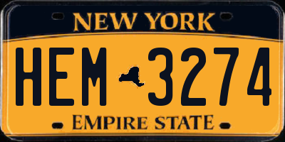 NY license plate HEM3274