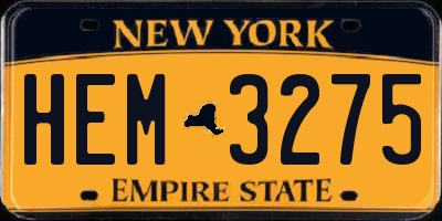 NY license plate HEM3275