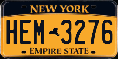 NY license plate HEM3276