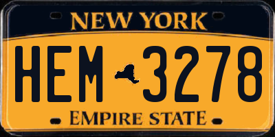 NY license plate HEM3278
