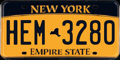 NY license plate HEM3280