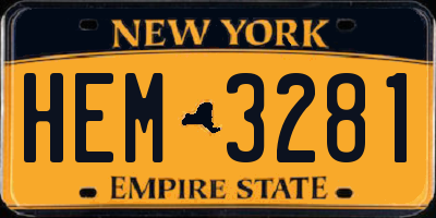 NY license plate HEM3281