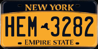 NY license plate HEM3282