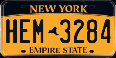 NY license plate HEM3284