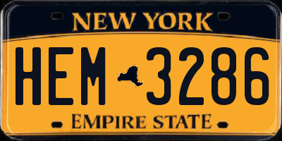 NY license plate HEM3286