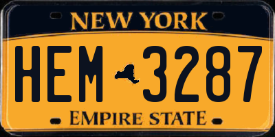 NY license plate HEM3287
