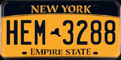 NY license plate HEM3288