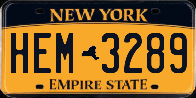 NY license plate HEM3289