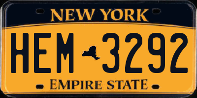 NY license plate HEM3292