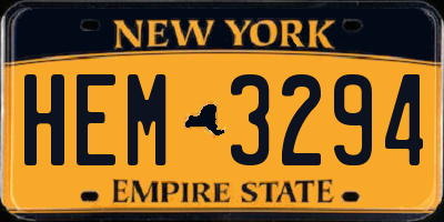 NY license plate HEM3294