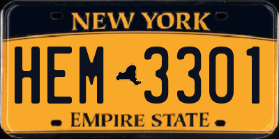 NY license plate HEM3301