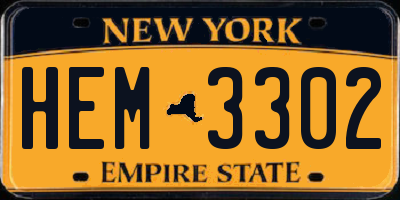 NY license plate HEM3302