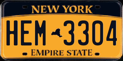 NY license plate HEM3304