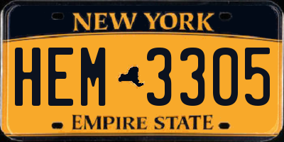 NY license plate HEM3305