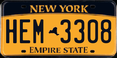 NY license plate HEM3308