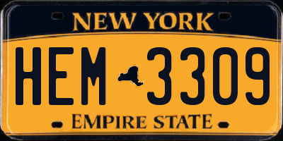 NY license plate HEM3309