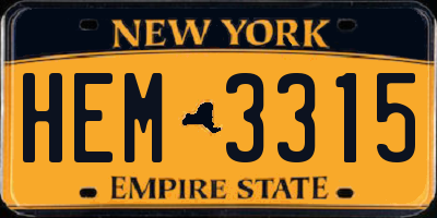 NY license plate HEM3315