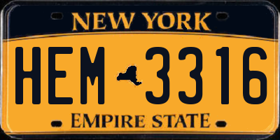 NY license plate HEM3316