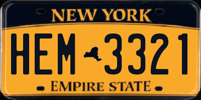 NY license plate HEM3321
