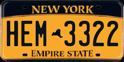 NY license plate HEM3322