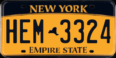 NY license plate HEM3324