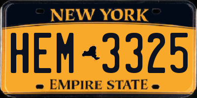 NY license plate HEM3325