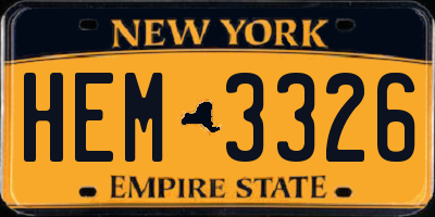 NY license plate HEM3326
