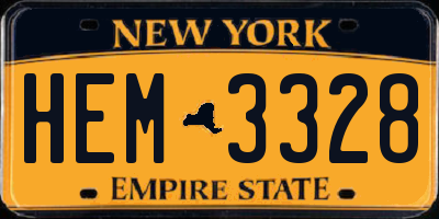 NY license plate HEM3328